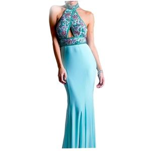 Brand New Cinderella Embellished halter neck gown